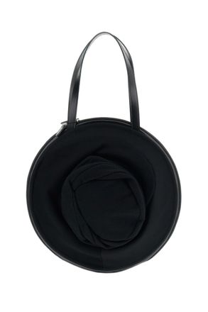 Junya Watanabe Black Circular Draped Leather Shoulder Bag