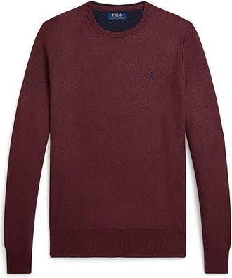 Polo Ralph Lauren Mesh-knit Cotton Crewneck Sweater Mens Sweater Red Wine : 2XL