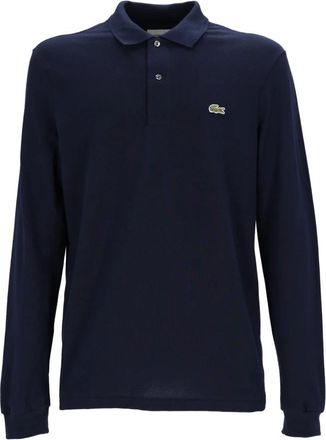 Lacoste Tops, Heren, Blauw, XL, Katoen, Klassieke Pasvorm Lange Mouwen L.12.12 Polo
