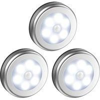 OEM Juego De 3 L&aacute;mparas De Mesilla De Noche Led Blancas Con Sensor De Movimiento Pir, Funcionan Con Pilas, Para Colocar Debajo De Los Muebles. - Crezuo