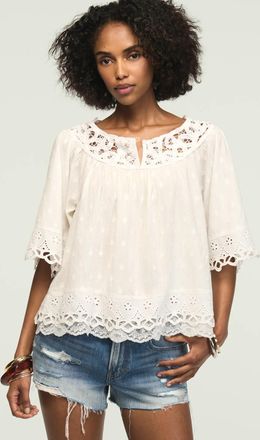 Lucky Brand Womens Battenburg Lace Top