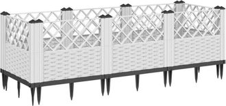 vidaXL Vidaxl - Jardinera Con Clavijas Pp Blanco 123,5x43,5x43,5 Cm