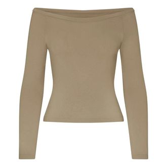 Nike (WMNS) Nike x SKIMS Stretch Knit Off-Shoulder Long Sleeve Top Dune LSLSL10090W-DNE
