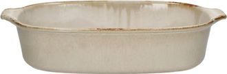 POMAX Fuente de horno de gres beige 35x23x8 cm