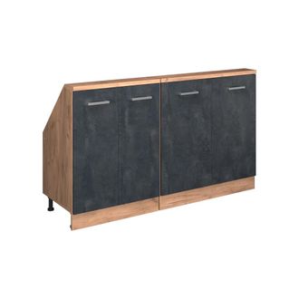 Vicco Armario De Cocina Para Techo Inclinado R-line, Hormig&oacute;n Negro/roble Dorado, 140 Cm Lote De 2, Vicco