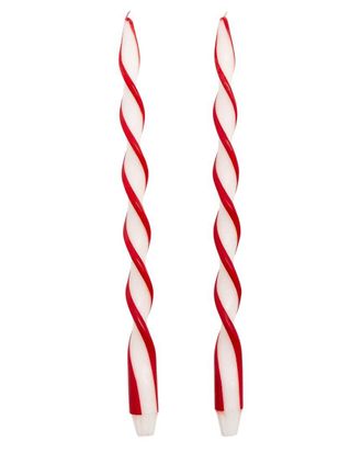 Two's Company Set Of 2 Twist & Glow Ribbon 15.75In Twist Taper Candles In Gift Box