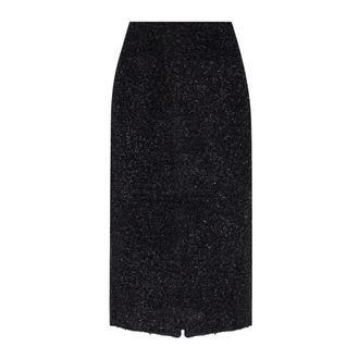 Balenciaga Midi Skirts, female, Black, Size: S Tweed Midi Skirt