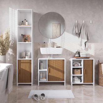 Vicco Conjunto De Muebles De Ba&ntilde;o Norea, Roble/blanco, Juego De 3 Piezas, Vicco
