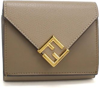 Fendi Gray Leather Wallet (Tri-Fold) (Pre-Owned)
