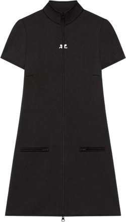 Courrèges Black Interlock Tracksuit Mini Dress