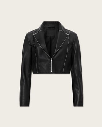 AllSaints Leather Landers Slim Fit Leather Biker Jacket, Size: UK 10/US 6