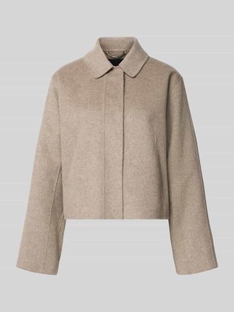 HUGO BOSS Boxy Fit Wolljacke mit verdeckter Knopfleiste Modell CAFETA in Mud Melange, Gr&ouml;&szlig;e 32