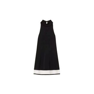 Twinset Sleeveless Tops, female, Black, Size: 2XL Abito corto in maglia bicolor