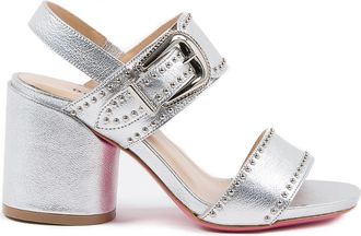 Dee Ocleppo Silver Leather High-Heeled Sandals