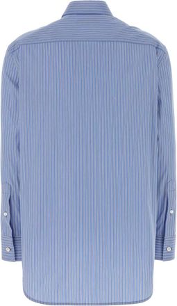 Balenciaga Womens Embroidered Poplin Shirt Blue-Navy Exterior: Cotton Nylon T-Shirt Blue/navy T-shirts And Polos