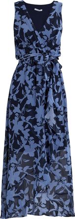 Gina Bacconi Womens Alaura Long Printed Sleeveless Dress With Surplice Neckline - Navy - Size 22 UK