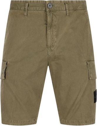 Stone Island Bermuda Slim Cargo Shorts - Heren - Korte Broeken - Groen - W30 - Leer - Korte Broeken