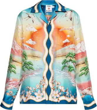 Casablanca Camicia Tennis Club in seta - Blu