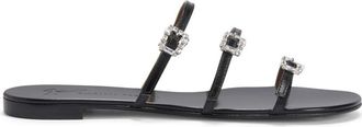 Giuseppe Zanotti Himari Black Jewel Flat Sandals, Brand Size 37 ( US Size 7 )