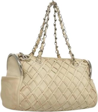 Chanel Pre-owned Handbags, female, Beige, Size: ONE SIZE Pre-owned Vintage Leather Handbag