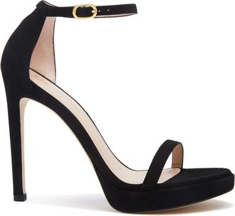 Stuart Weitzman Nudist Disco Sandalen met Hoge Hak - Dames - Sandalen met hakken - Zwart - 41 EU - Su&egrave;de - Schoenen