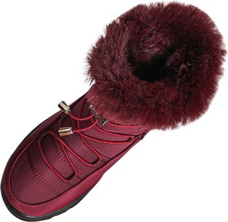 Generic Womens Snow Boots Comfortable Cosy Ladies Winter Booties Stylish Faux Fur Lined Low Wedge Heel Side Zipper Classic Warm Ankle Walking Boots Outdoor