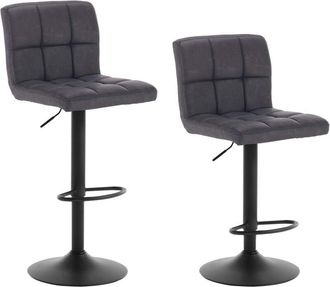 Woltu 2x bar stools Bar chairs Breakfast stools for Kitchen Faux PU Adjustable Swivel Anthracite
