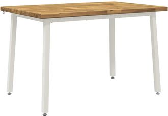 vidaXL 120 X 70 X 75 Cm Madera De Acacia S&oacute;lida Blanco Rectangular Vidaxl