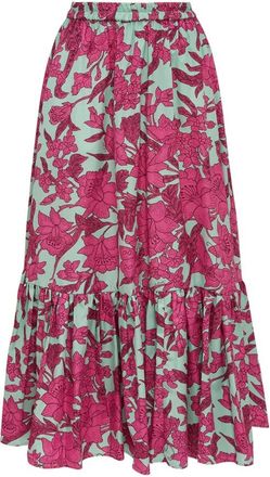 La DoubleJ Mediterranean Sunset Rok - Dames - Midirokken - Veelkleurig - M - Katoen - Rokken