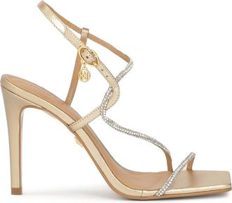Kazar Gouden leren sandalen met kristallen - Dames - Sandalen met hakken - Geel - 39 EU - Leer - Schoenen