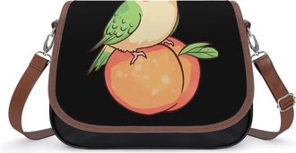 Generic Peach Cute Lovebird Womens Crossbody Bag Fashion Shoulder Handbags Message Tote Bag with Adjustable Strap