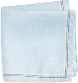 Jack Victor Crestwool Solid & Houndstooth Check Reversible Silk Pocket Square in Light Blue at Nordstrom