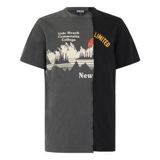 Diesel T-Shirts, male, Gray, Size: 2XL Short Sleeve T-Shirt