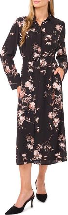 Ted Baker Mina Long Sleeve Midi Shirtdress in Rich Black at Nordstrom, Size X-Large