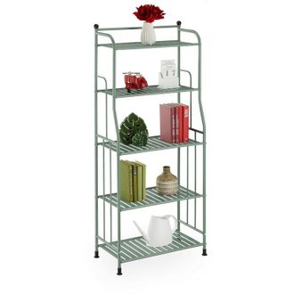 Relaxdays Relaxdays - Wide Storage Unit, 107x56x28 cm, Multipurpose Utilities Shelf, 5 Lattice Trays, Metal Standing Tower, Green