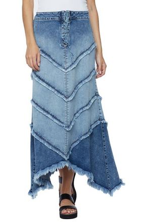 Wash Lab Denim Chevron Denim Maxi Skirt in Twilight Blue at Nordstrom, Size 32
