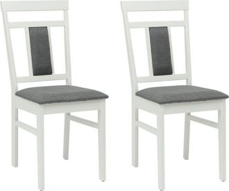 vidaXL Silla De Comedor 2 Pcs Y Gris Madera De Caucho S&oacute;lido Vidaxl