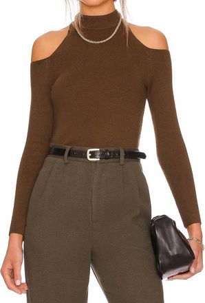 Monrow Supersoft Cold Shoulder Top In Moss
