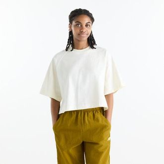 New Balance Womens Raglan Oversized T-Shirt in Beige Cotton Jersey, size X-Small