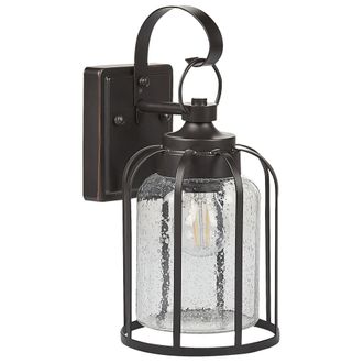 Beliani L&aacute;mpara De Pared De Metal Negro 36 Cm Vidrio Aplique Retro Exterior Wooler