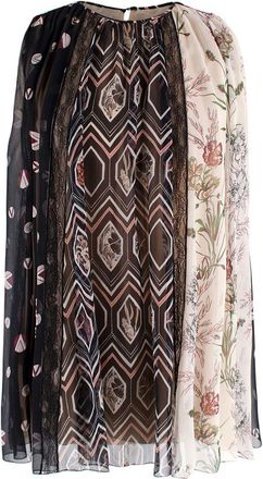 Giambattista Valli Giambattisa Valli Printed Cape Effect Silk Blouse Size XXS