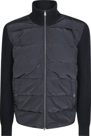 Herno Quilted Knit-Sleeve Bomber Jacket