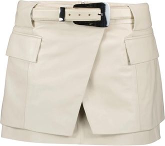 Iro Beige Leren Rok Yori - Dames - Leren & Su&egrave;de rokken - Beige - M - Rokken