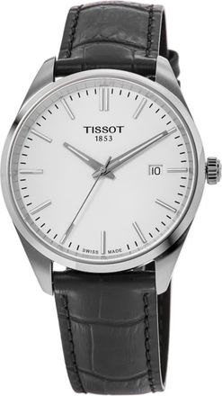 Tissot PR 100 Quartz White Dial Leather Strap Mens Watch T150.410.16.011.00