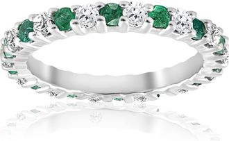 Pompeii3 1 1/2ct Emerald Diamond Eternity Ring 14K White Gold