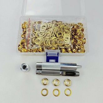 OEM Kit De Ojales, 100 Juegos De Ojales De 12 Mm, Kit De Reparaci&oacute;n De Lonas, Con 3 Herramientas Para Ojales De Lonas, Telas Y Cortinas (dorado)