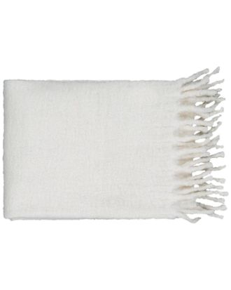 Surya Cream Lanose Solid & Border Throw