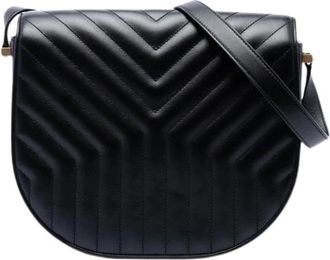 Saint Laurent Pre-owned Quilted Crossbody Bag - Dames - Vintage Schoudertas - Zwart - ONE Size - Leer - Vintage