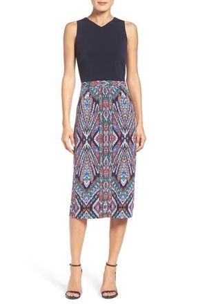 Maggy London Scuba Midi Dress in Soft White/Dark Purple at Nordstrom, Size 16