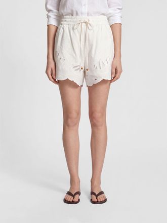 Zimmermann High-Waisted Cotton Shorts with Drawstring Waistband